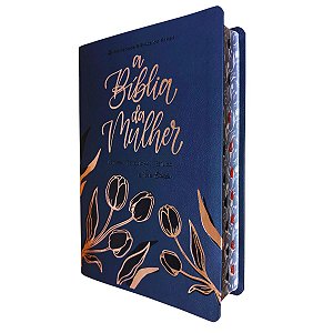 A Bíblia Da Mulher Grande Capa Luxo Tulipa Azul Índice - SBB