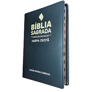 Bíblia Sagrada Slim Índice Harpa Cristã Preta Cpad Coverbook