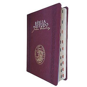 Bíblia de Estudo John Wesley Com Índice - Luxo Vinho - Sbb