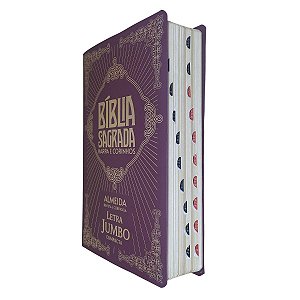 Bíblia Sagrada ARC Jumbo Compacta Harpa Índice Coverbook Bordo