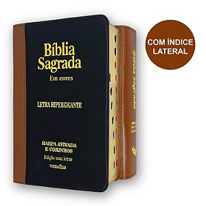 Bíblia ARC Letra Hipergigante | Harpa Índice | Preta Com Marrom