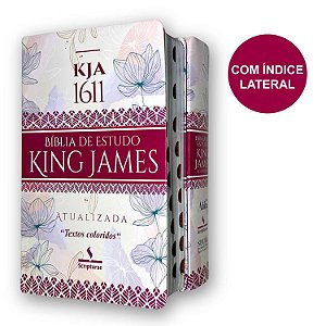 Bíblia de Estudo King James Atualizada 1611 | Índice Textos Coloridos | Floral