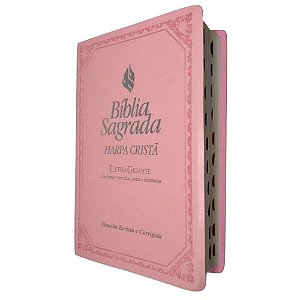 Biblia Harpa Letra Gigante Rosa Claro Letra Vermelhas