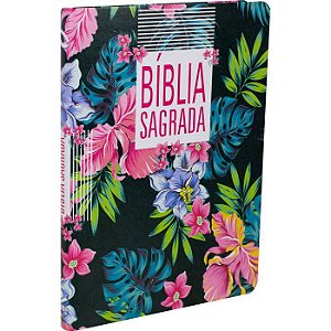 Bíblia Sagrada NAA Slim Floral Preta SBB