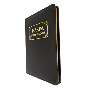 Harpa Original Com Corinhos Letra Grande Capa Couro - Preta