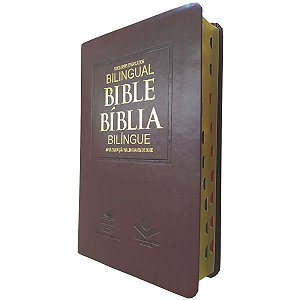 Bíblia Bilíngue Português – Inglês - Luxo Marrom - Sbb