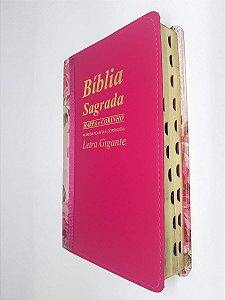 Bíblia Sagrada Letra Gigante Pink Com Harpa Bicolor Média