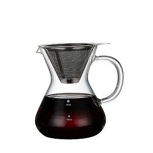 Cafeteira Vidro Borossilicato 500ml com Coador Inox Zahav