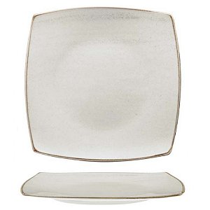 Prato Quadrado 27,5cm Raso Artisan Beige Porcelana Corona