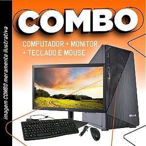 COMBO COMPUTADOR SKUL B500 I5-7400 3.0GHZ 8GB DDR4 HD 1TB HDMI/VGA DVD-RW WIND 10 PRO + MONITOR LG 21.5POL + TECLADO E MOUSE