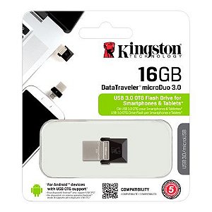 PENDRIVE P/ SMARTPHONE KINGSTON OTG 16GB MICRO DUO USB  3.0