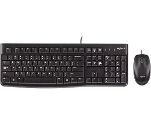 COMBO TECLADO E MOUSE COM FIO LOGITECH MK120 PRETO