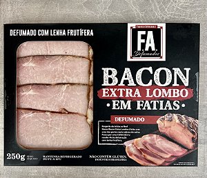 Bacon Fatiado Extra Lombo - Bandeja 250grs - FA Defumados