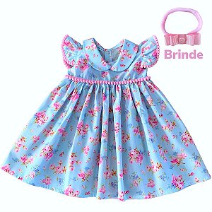 Vestido de Bebê Menina Floral Luxo 100% Algodão - Maya