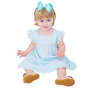 Vestido de Bebê Roupa Menina Infantil Com Tiara 100% Algodão Catarina