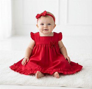 Vestido Bebê e Infantil Natal 100% Algodão - Ester