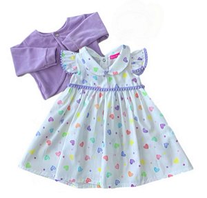 Vestido Bebê com Bolero 100% Algodão - Rebeca
