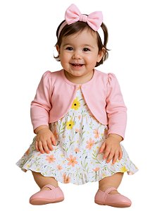 Vestido Bebê com Bolero 100% Algodão - Malu