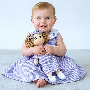 Kit Vestido com Boneca de Pano 100% Algodão - Barbara