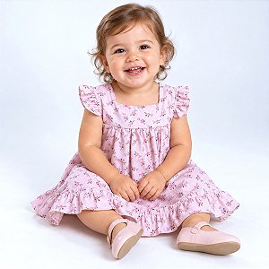 Vestido Infantil Manuela 100% Algodão 2 Meses a 6 anos