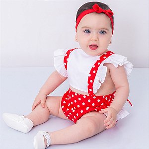 Macacão Bebê Menina Natal Catarina 100% Algodão com Tiara - Mundo Nina Kids  - A Sua Loja de Roupa de Bebê e Kids feminino