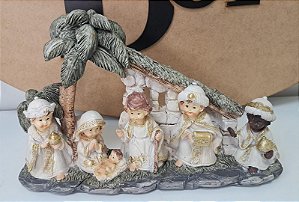 Imagem Presépio da Sagrada Família com Reis Magos Resina 28 cm