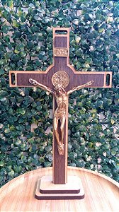 Crucifixo de MDF 23 cm de Mesa e Parede -  São Bento