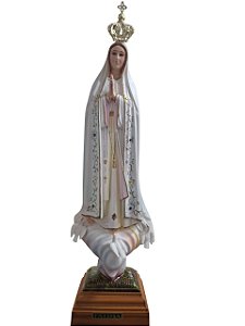 Imagem Nossa Senhora de Fátima 35cm Pintada com Olho de Vidro