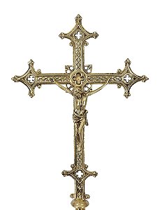 Cruz Processional em Bronze Detalhada
