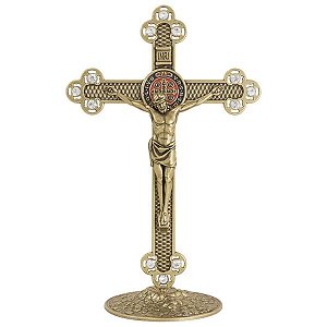 Crucifixo São Bento com Strass 25cm