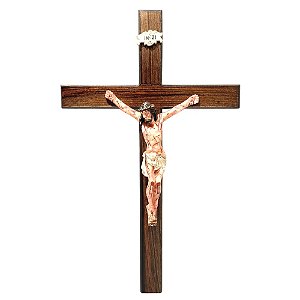 Crucifixo de Parede 40 cm com Cristo Chagado em Resina