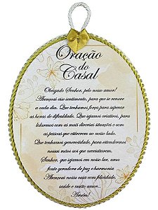 Placa Oração do Casal Dourada