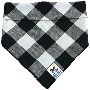 Bandana Xadrez Preta e Branca para cachorro ou gato