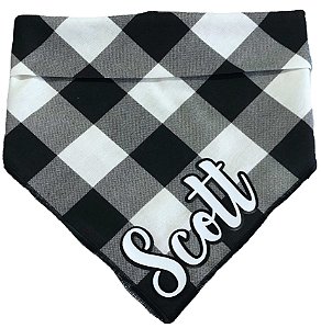 Bandana Xadrez Preta e Branca com Nome Personalizado