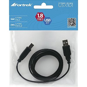 Cabo USB 2.0 A Macho + B Macho 1,8 Metros SBI-101 Preto