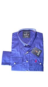 Camisa Masculina Austin Western Lisa 2 Botões Azul Marinho