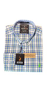 Camisa Masculina Xadrez Austin Western Manga Longa Slim