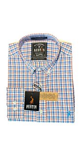 Camisa Masculina Xadrez Austin Western Manga Longa Slim