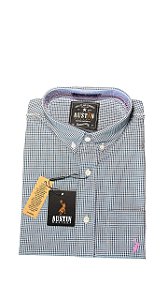 Camisa Masculina Xadrez Austin Western Manga Curta Slim