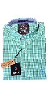 Camisa Masculina Xadrez Austin Western Manga Curta Slim