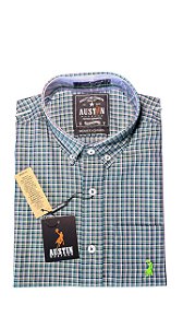 Camisa Masculina Xadrez Austin Western Manga Curta Slim