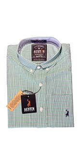 Camisa Masculina Xadrez Austin Western Manga Curta Slim