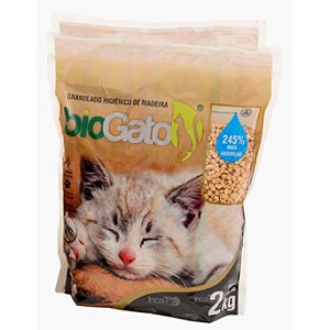 Areia Granulado Higiênico de Madeira para Gatos BioGato 2Kg