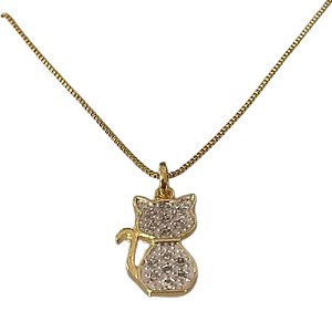 Colar Banhado a Ouro 18k com Zircônia de Gatinho