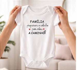 Body de Bebê Revelação Gravidez Frase Anuncio Familia Estou Caminho