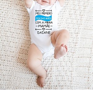 Roupa De Bebê Body Meu Primeiro Dia Das Mães Com A Mamãe Personalizado com o Nome