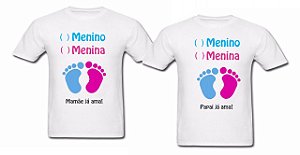 Kit 2 Camiseta Camisa Chá Revelação Bebê Menino Ou Menina Pézinho