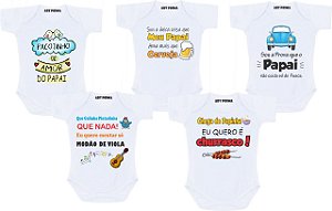 Roupa de Bebe Recém Nascido Body De Bebê Roupinha Frases Divertidas Papai Kit 5 Pçs Barato