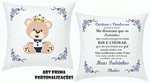Almofada Batizado Convite Padrinhos Dindos Batismo Ursinho