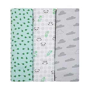 Cueiro Flanelado Papi Composê Estampado 80cmx80cm - Panda